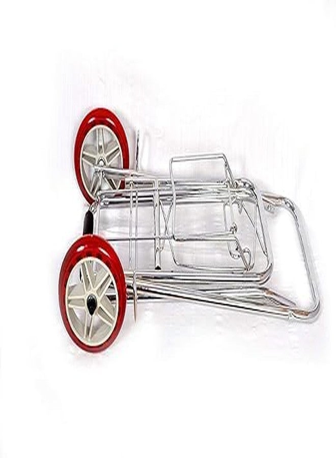 Portible Collapsible 2-Wheel Silver Luggage Cart Trolley | Heavy-Duty Foldable Hand Truck for Travel, Office & Home Portable Utility Dolly with Adjustable Handle, Compact Fold Design Suitcases Boxes - Image 1